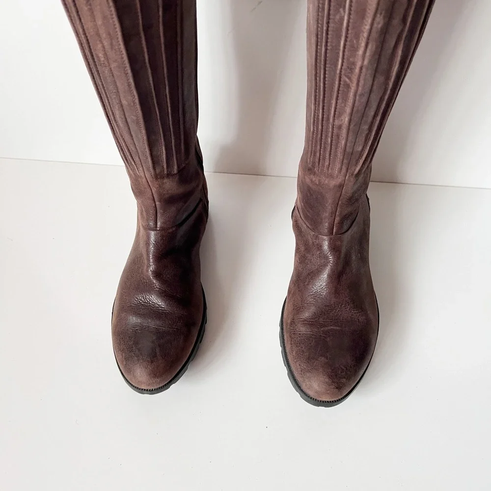 Merrell Vera Peak Knee High Boots Size 9 Brown Leather Tall Zip‎ Gorpcore Chunky